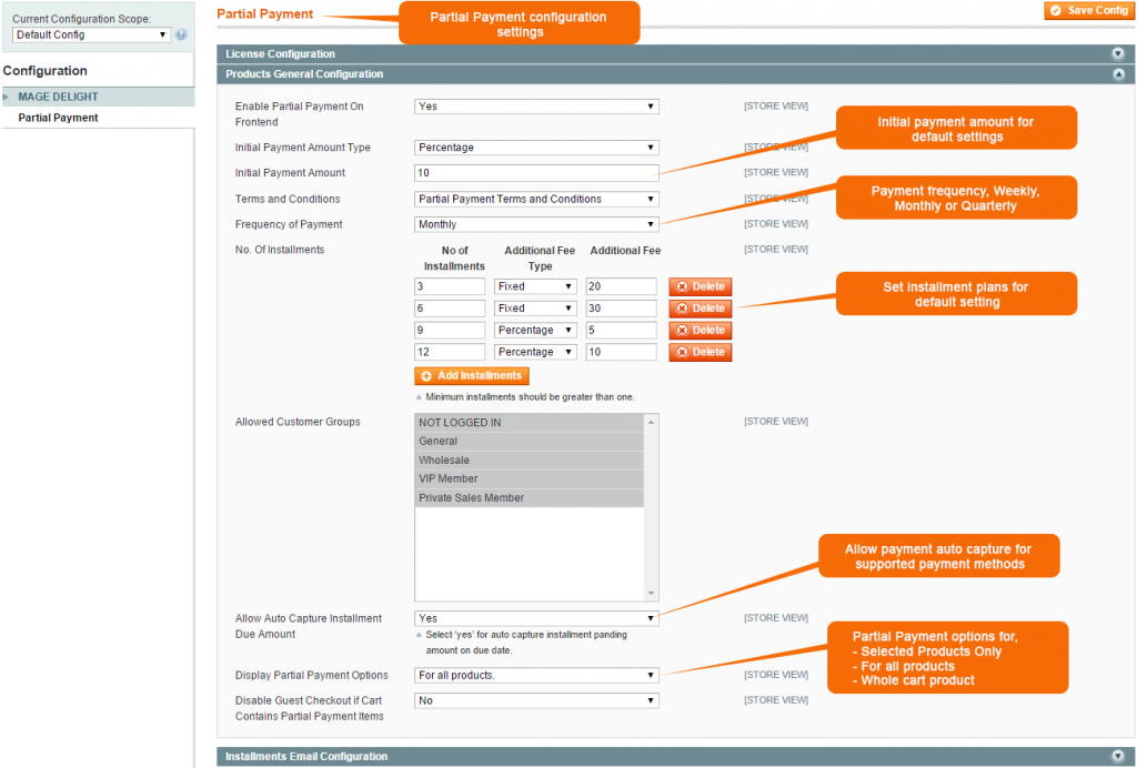 3. Admin can set the Partial Payment option on one of the three ways