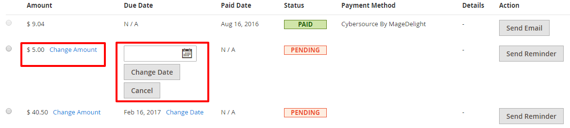 reschedule-installment of partial payment