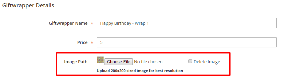 Create Gift Wrapper, Set price and Image for every wrapper