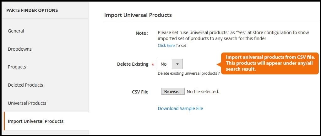 Import universal products using .csv files