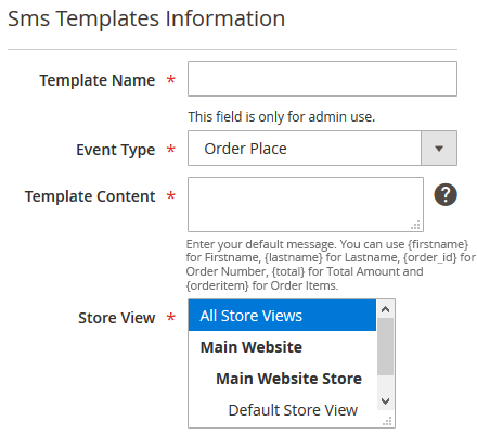Create Custom Template With Magento 2 SMS Extension