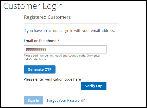 Sign in with OTP 