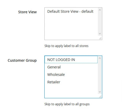 Product labels customer group store view