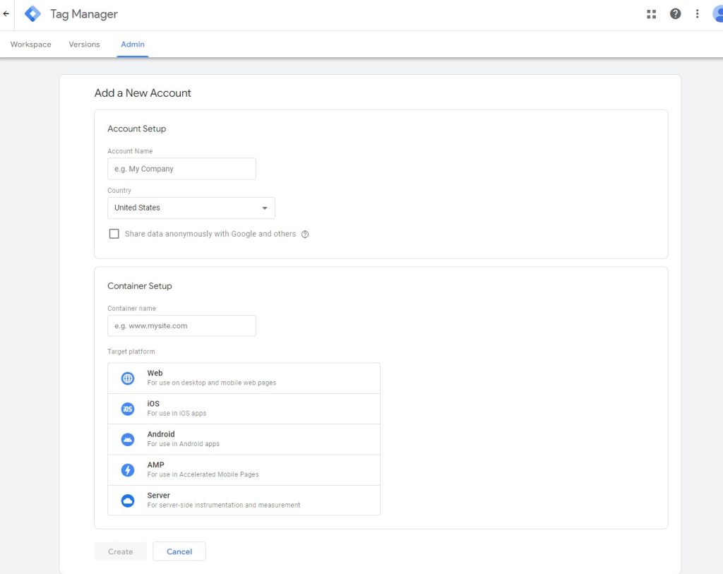 Create a Google Tag Manager Account