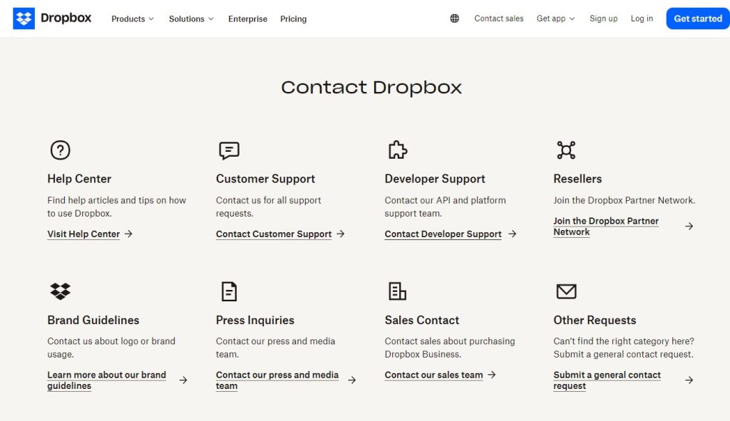 dropbox contact form